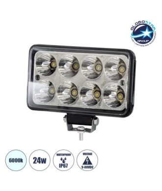 GloboStar® 85419 Vehicle & Forklift Work Lights - Φώτα Εργασίας για Οχήματα Περονοφόρα - Κλάρκ LED 24W DC 9-80V Αδιάβροχο IP67 Ψυχρό Λευκό 6000K Μ15.5 x Π9 x Υ5.5cm